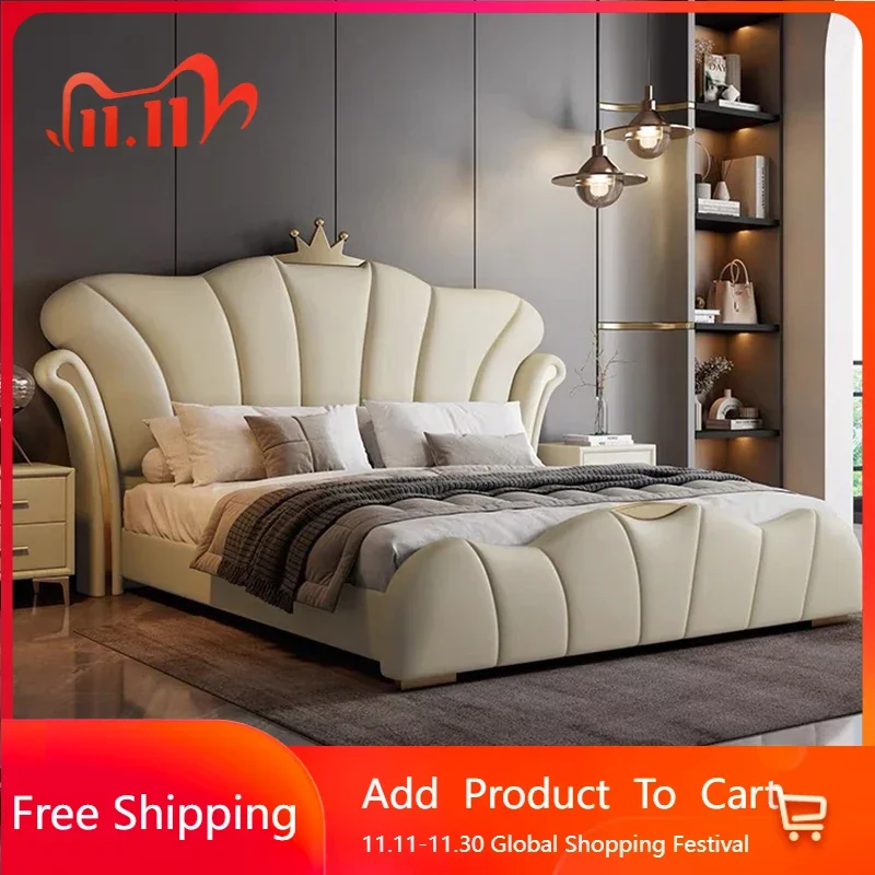 

European Design Bed Queen Luxury Space Saving Bedroom Double Bed Modern Capsule Girls Design Beliche Lounge Suite Furniture