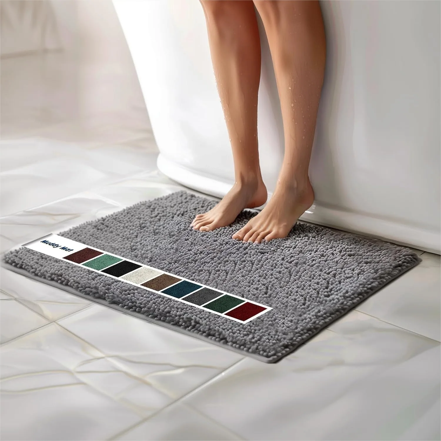 

Chenille Bathroom Rugs Quick Dry Microfiber Non Slip Washable Extra Thick Soft Absorbent Bath Mat for Bathroom Kitchen Shower