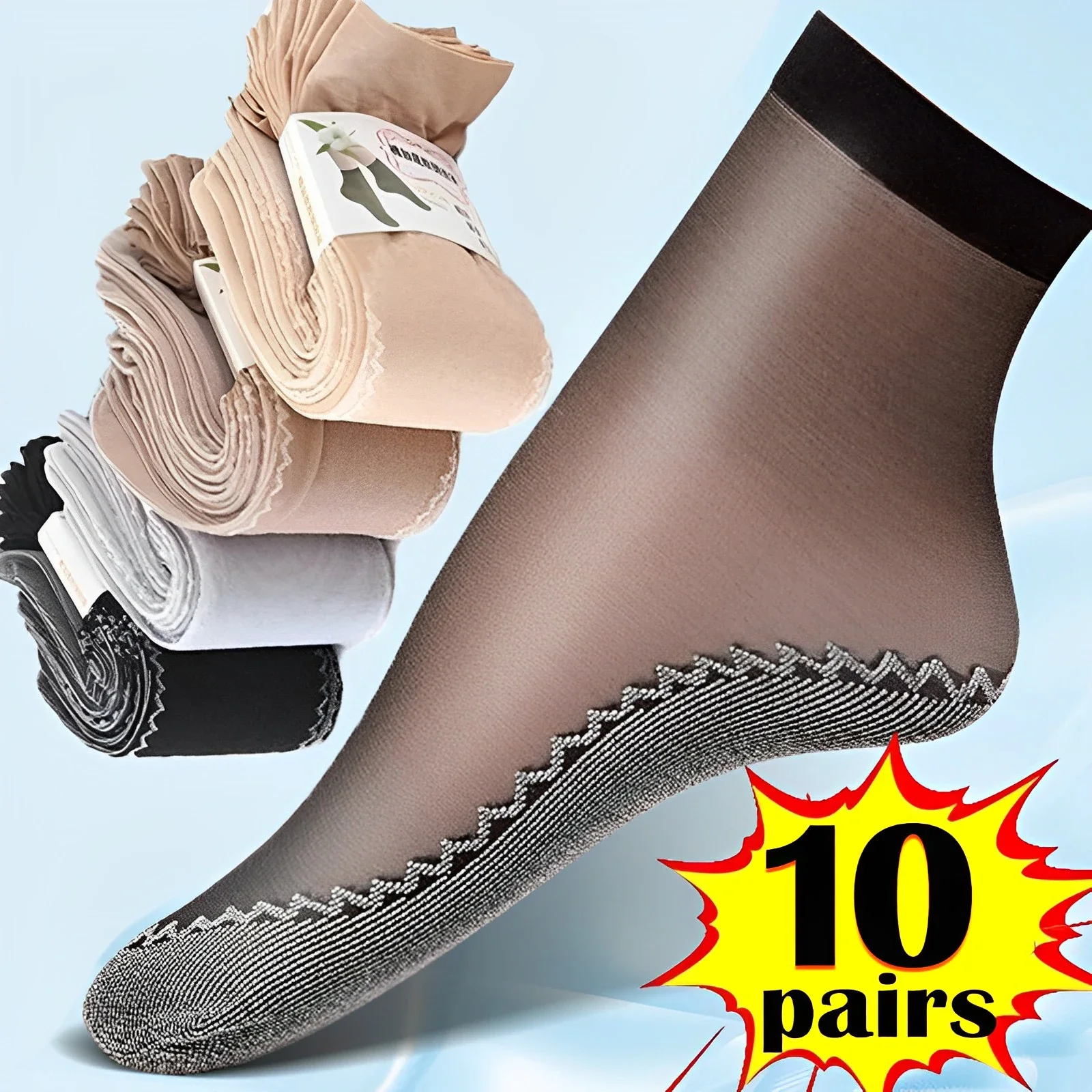 1/10 Pairs Frauen Socken Weiche Socken Frau Sommer Ultradünne Atmungsaktive Socke Lässig Leichte Weibliche Transparente Boot Socken – Detail 3