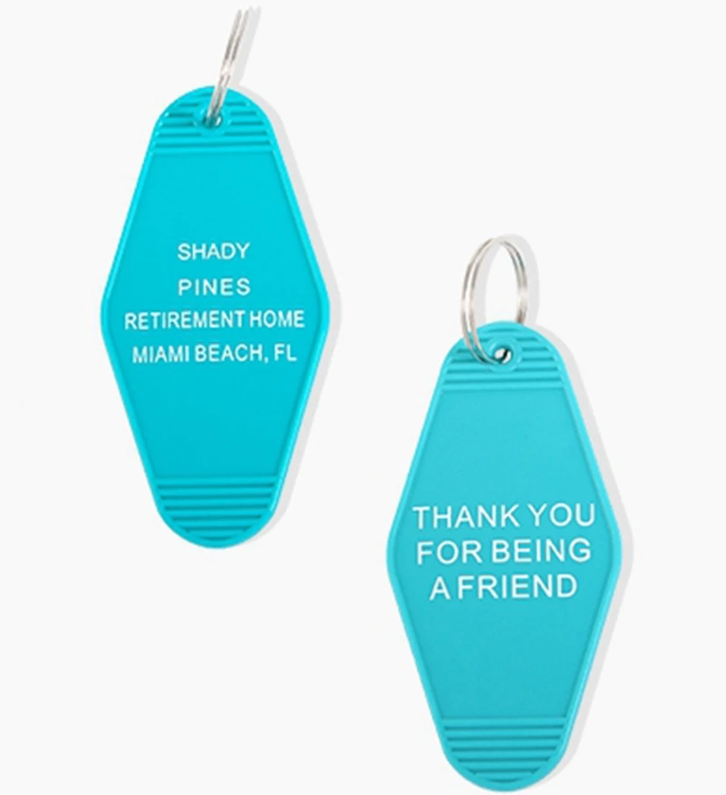 SHADY PINES RETIREMENT HOME MIAMI BEACH HOTEL KeyChain Keyring Tag Key Chains TV Show The Office Fans Funny Accessory Put logo
