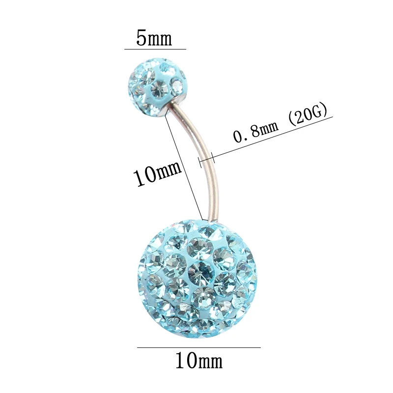 Belly button ring balls body Piercing jewelry Navel bar belly ring 20G 316 surgical steel 0.8mm earring two uses Nickel-free