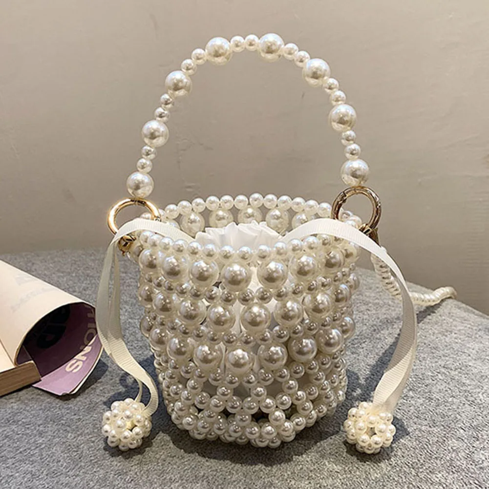 Pearl Handle Wedding Clutch Fashion Mini Elegant Party Purse Casual Hand Beading Cute Holiday Gift Shopping Travel