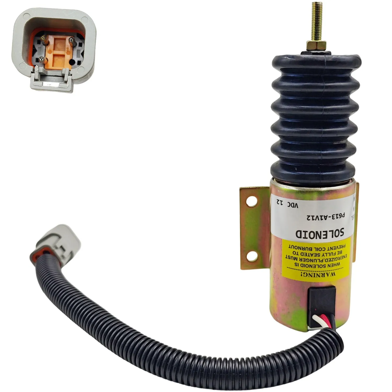 12V 3-Terminal Continuous Pull Throttle Solenoid P613-A1V12 Trombetta Construction Machinery Parts Compatible