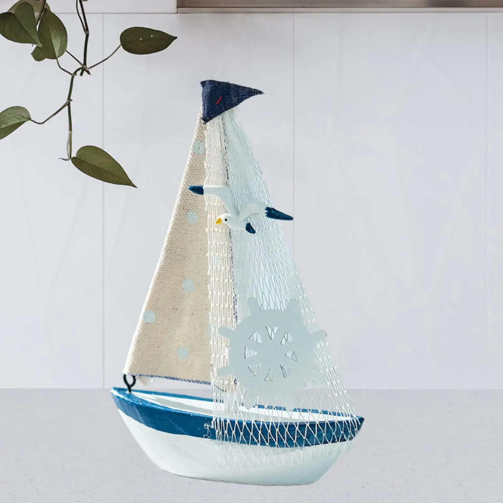 Miniature Sailing Boat Craft Tabletop Figurine for Decoration Mantel Kitchen