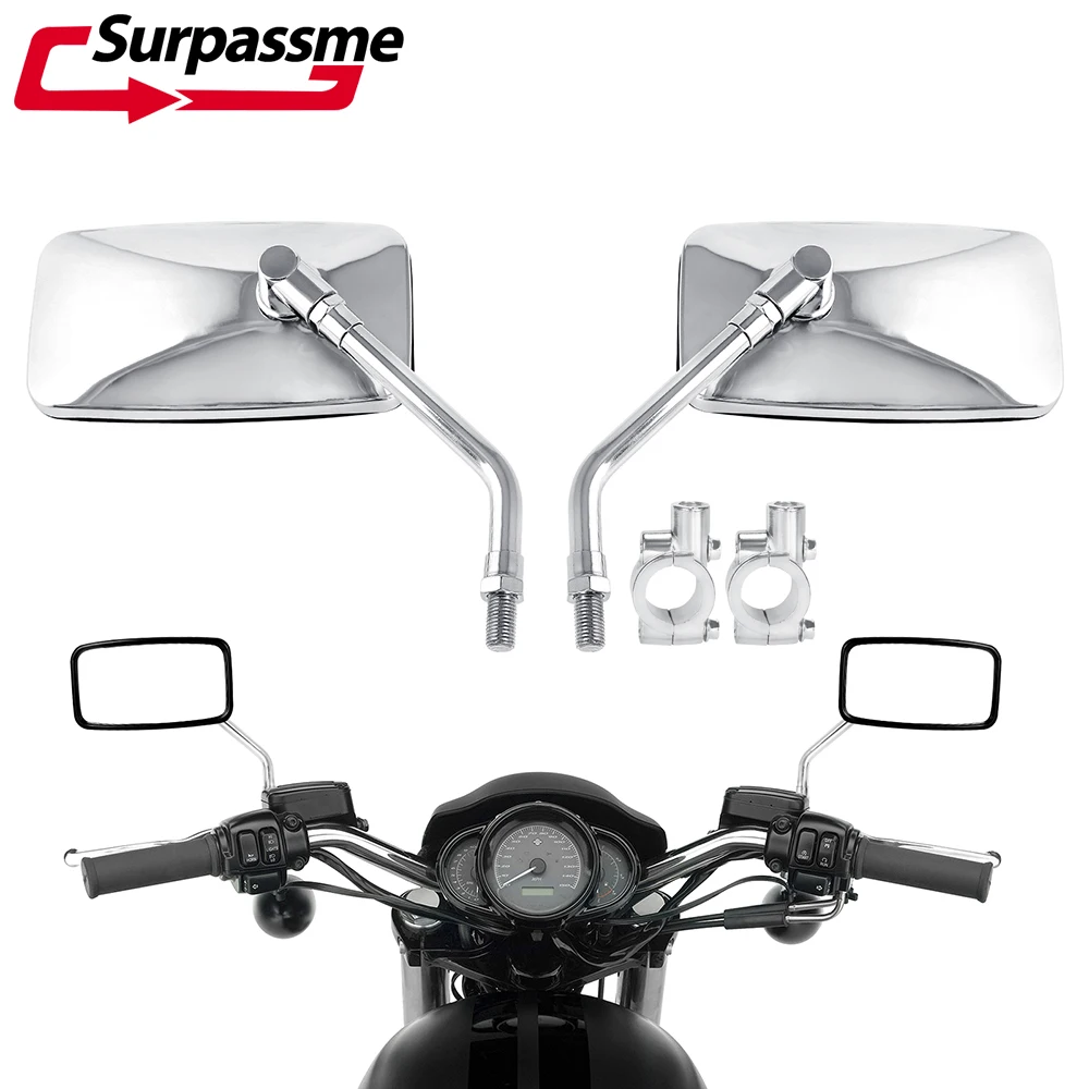 1Pair Motorcycle Rear View Mirrors Universal Adjustable Chrome Handlebar Mirror ATV E-bike Scooter Motorcycle Mirror Accessories