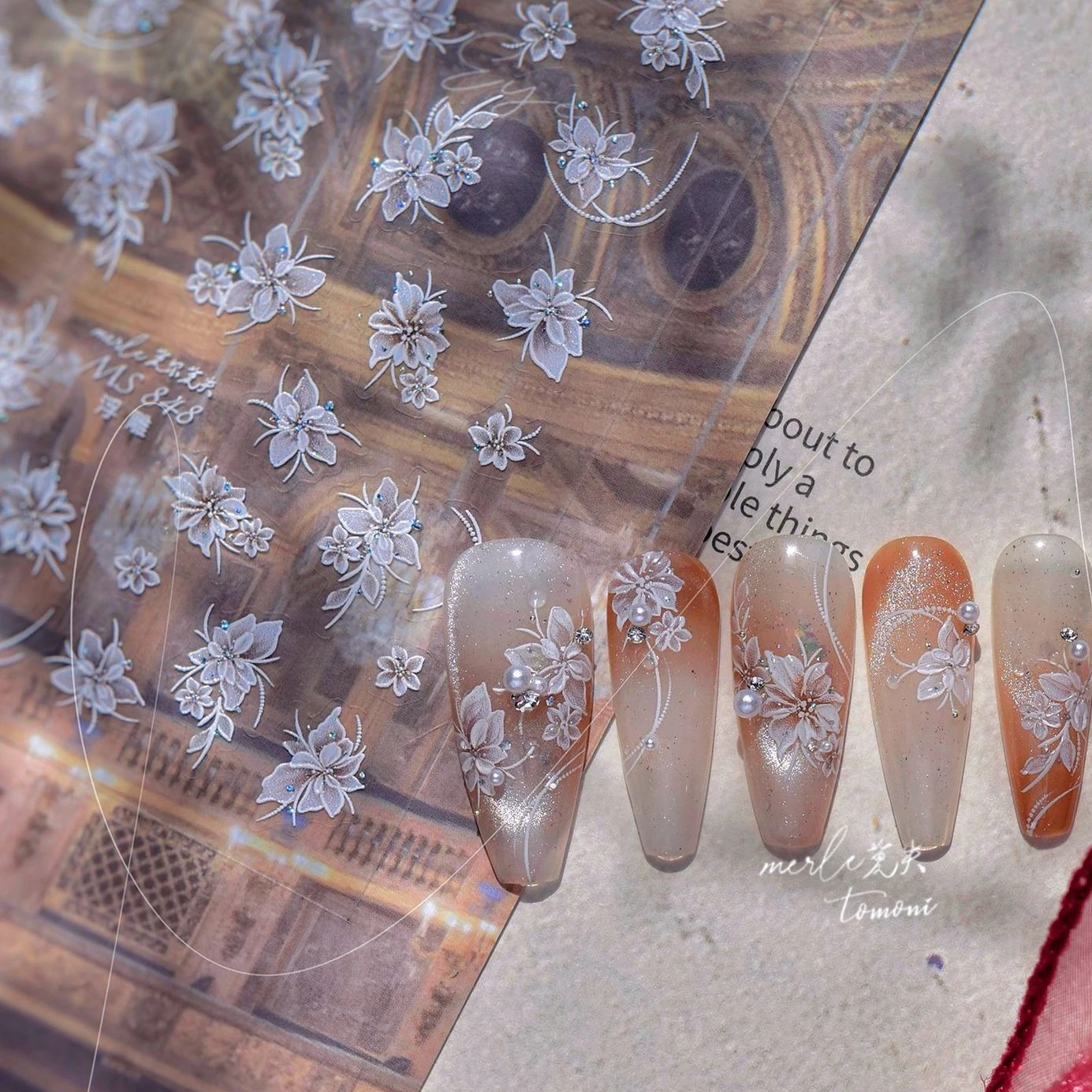 Flores vintage alívio 3d linha estereoscópica pétala estame artístico lírio rosa margarida auto adesivo arte do prego adesivos manicure decalque