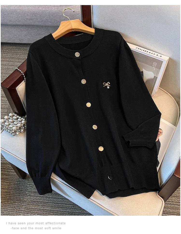 175Kg Plus Size Women's Bust 160 Spring Autumn Winter Loose Round Neck Cardigan Sweater Knitted Jacket 4XL 5XL 6XL 7XL 8XL 9XL