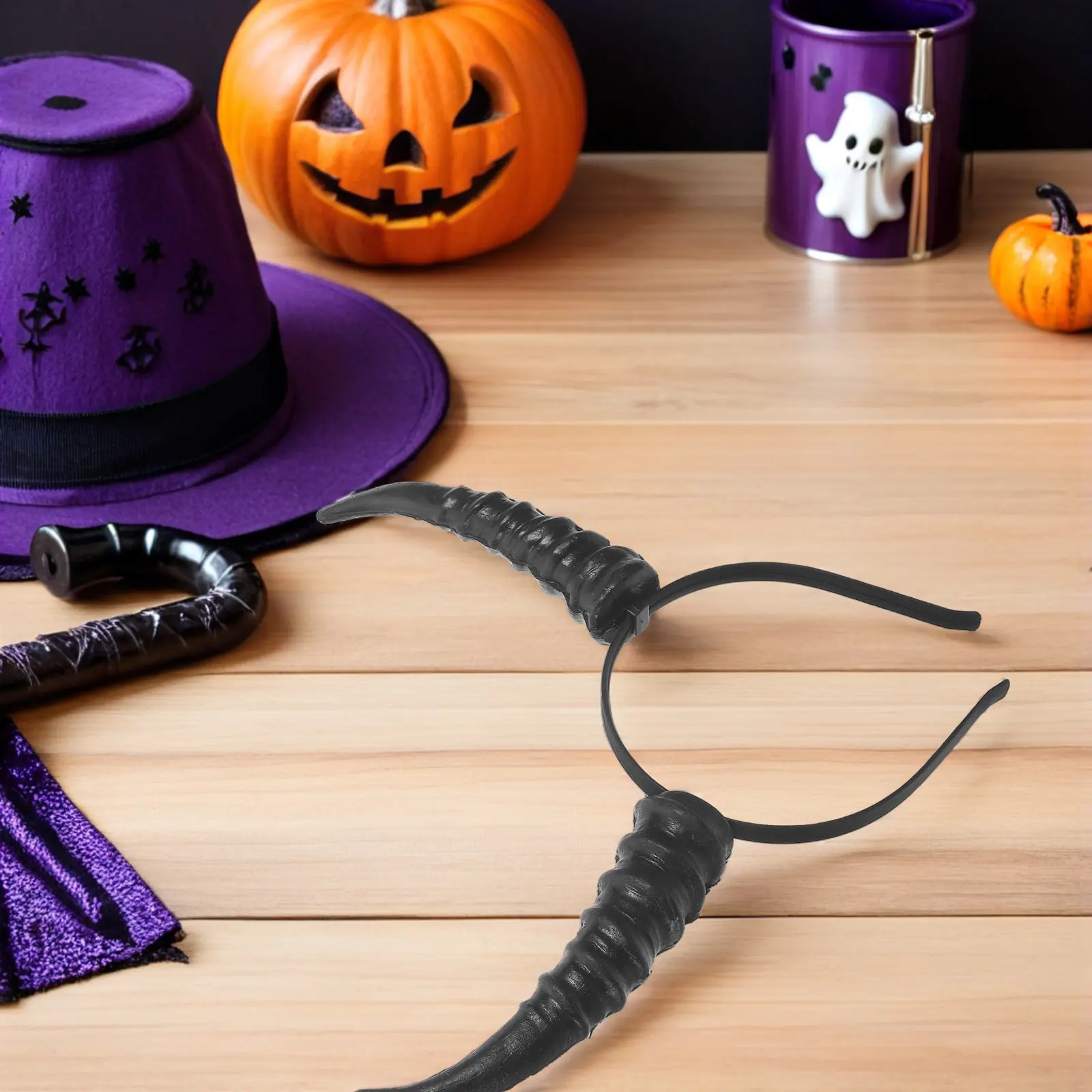 

Devil Horns Headband Black Adjustable Lightweight Plastic Demon Horn Headpiece for Halloween Cosplay Party Photo Shoot Costume
