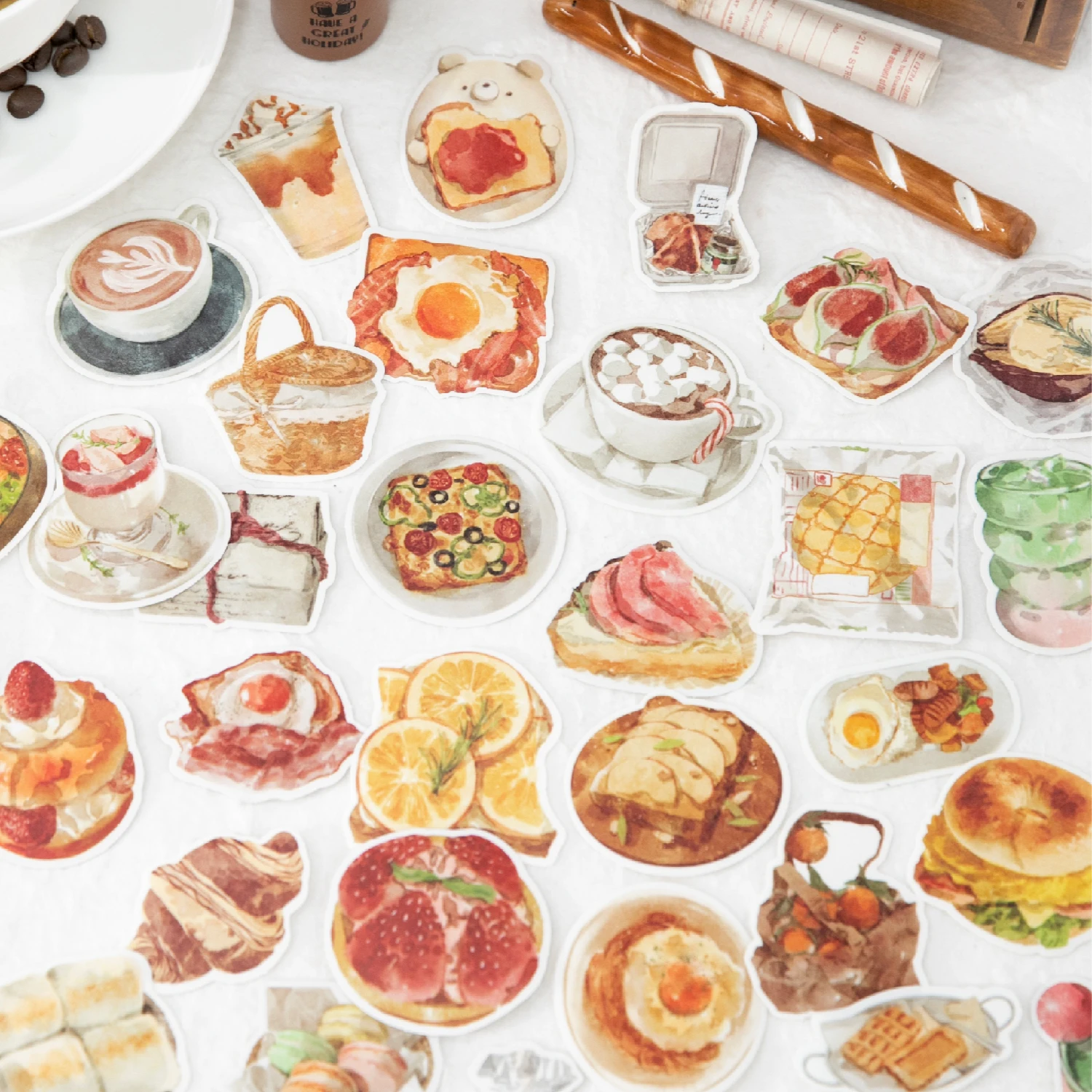 50 Stück/Packung Süße Kollektion Serie Kawaii Toast Dessert Scrapbooking Aufkleber DIY Handgemachte Dekoration Schreibwaren Sticker