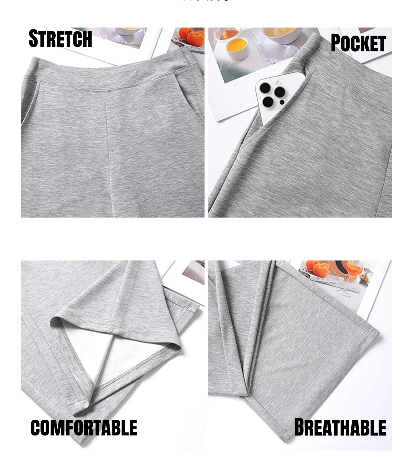 Women's Fleece-Lined High-Waisted Trousers Slimming Fit Flattering Drape Slightly Flared Legs Comfortable