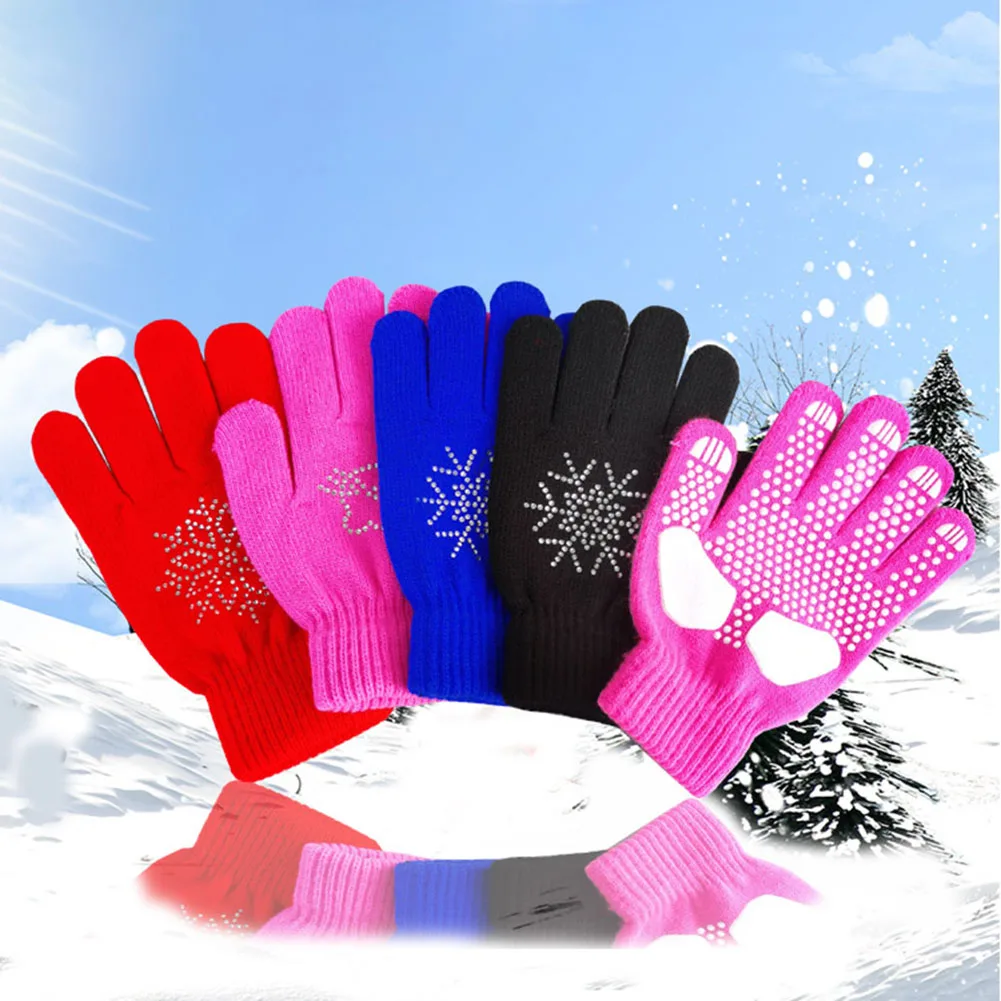 

1 пара перчаток для катания на лыжах и коньках, теплые противоскользящие перчатки из хлопка и спандекса S/M/L для детей и взрослых, толстые противоскользящие перчатки ﻿ аксессуары