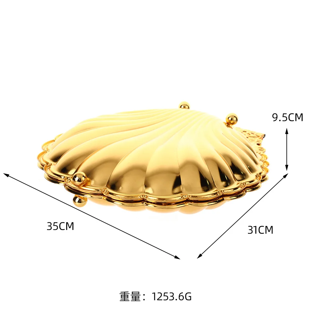 Creative Seashell Shape Gold Open Design Zinc Alloy Retro Luxury Fruit Plate Home Decor Ornament Unique Gift
