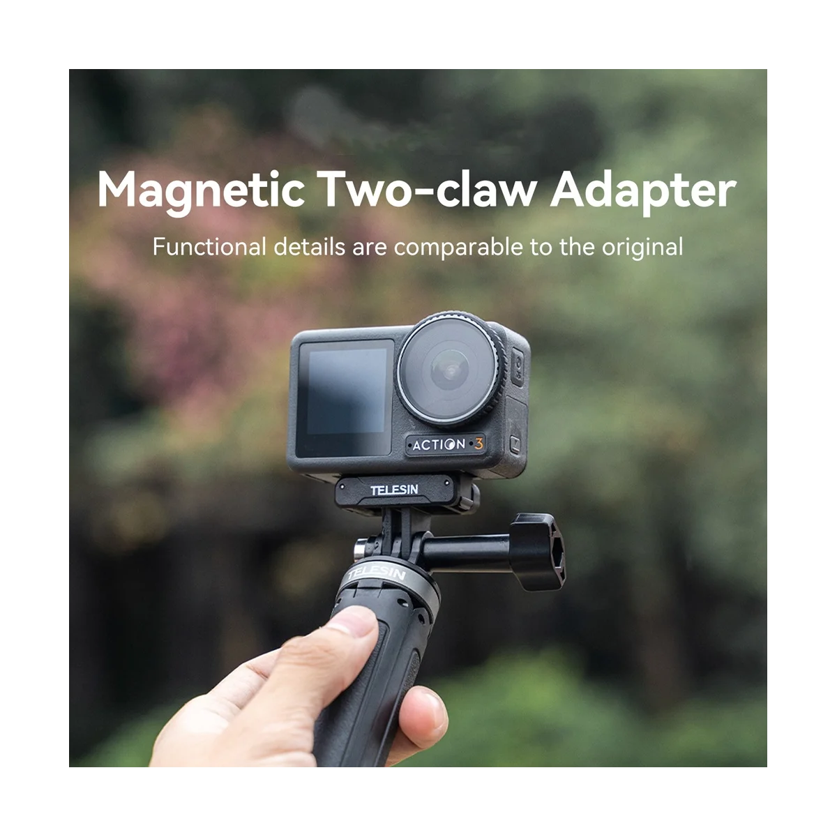 TELESIN Magnetic Two Claw Adapter for DJI OSMO Action 3 Adapter