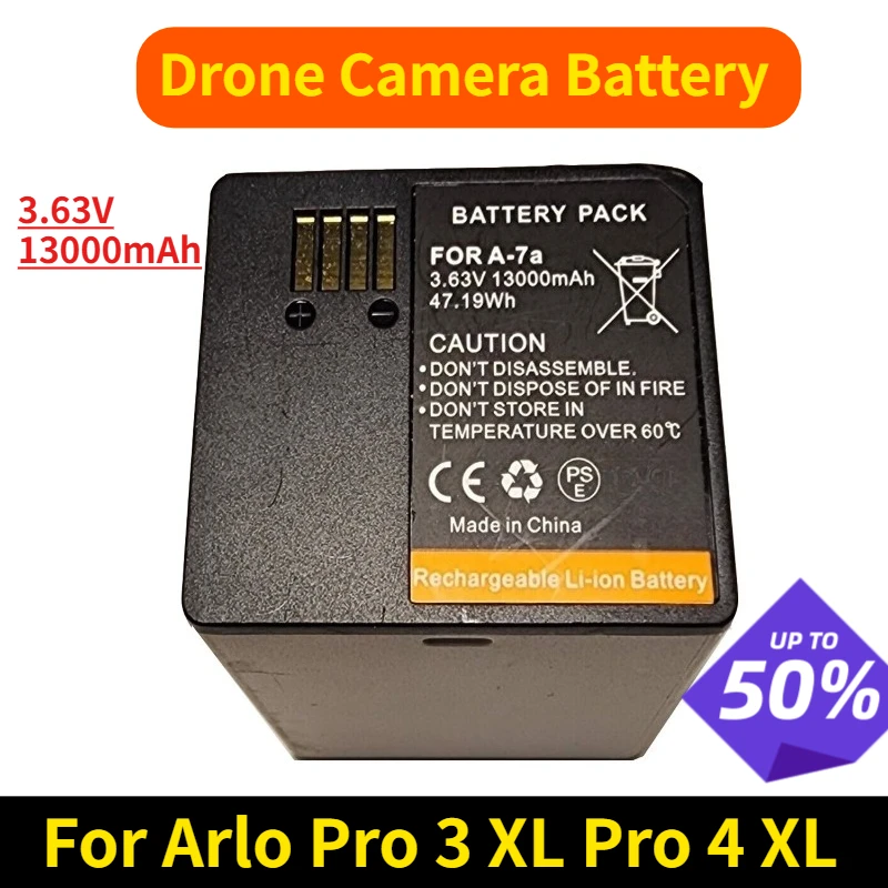 

3.63V 13000mAh Drone Camera Batteries A-7A for Arlo Pro 3 XL Pro 4 XL