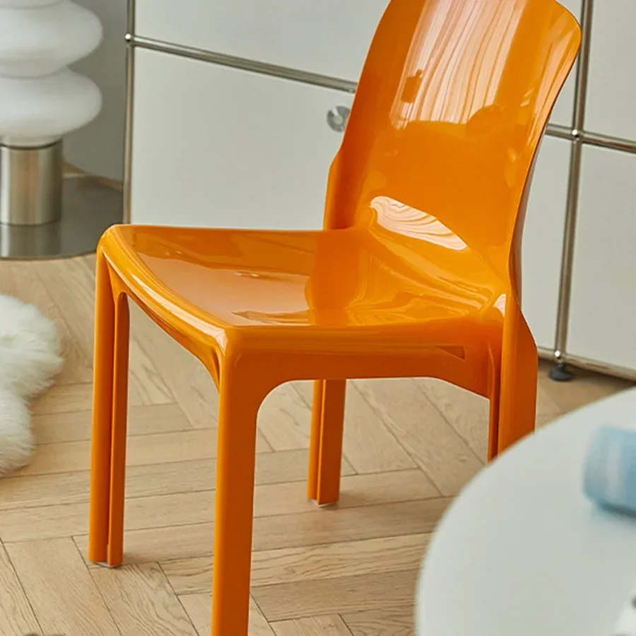 Stapelbarer Esszimmerstuhl aus Kunststoff, Grün, Orange, Mid-Century Modern, Salon, Party, Hochzeit, Veranstaltungen, Stühle, mobile Stuhl, Hotelmöbel