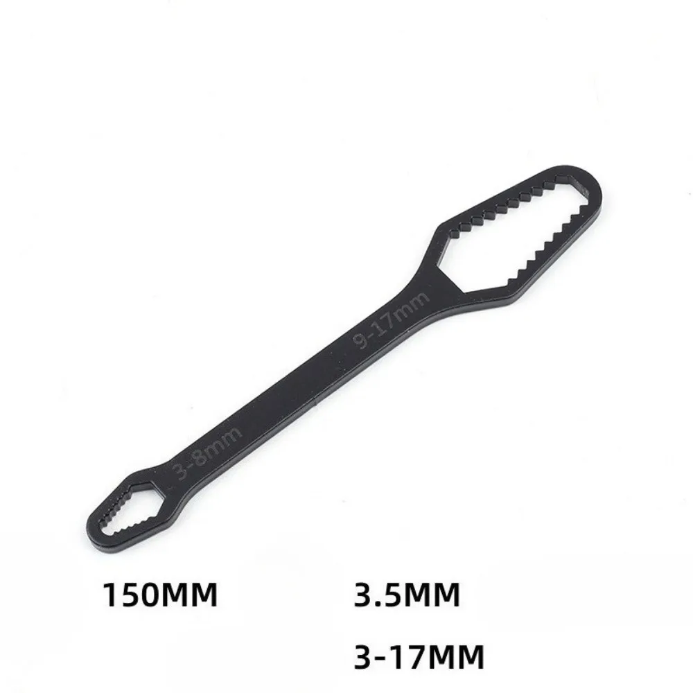 1Pc Universal Double Ended Wrench, 3-17mm Self-Tightening Adjustable Ratchet Spanner, Hand Tool for Nuts Screws Repair