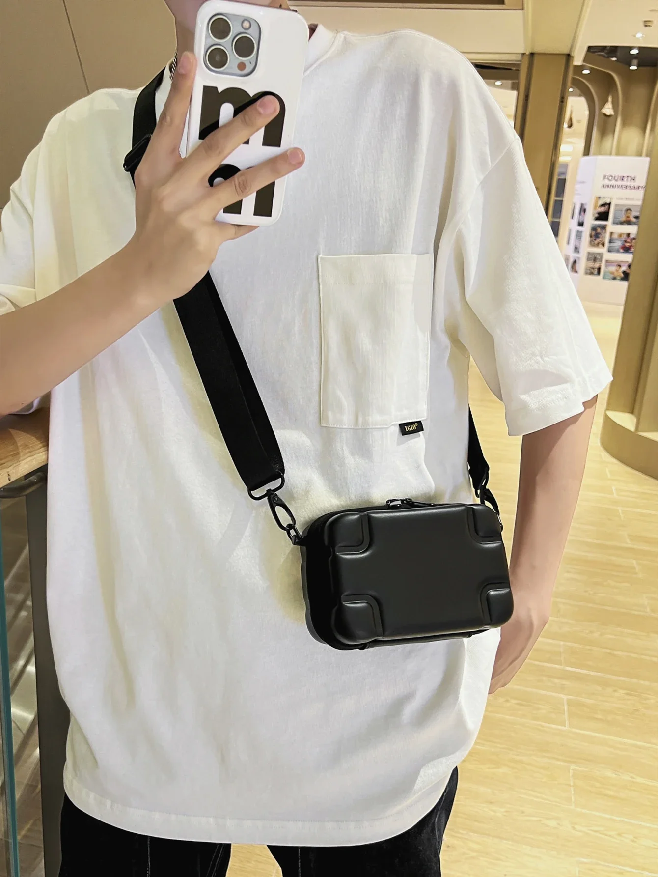 Minimalist Men's Soft Leather Small Box Bag Lightweight Man Hard Shell Shoulder Bags Travel Phone Crossbody bags for Men сумка