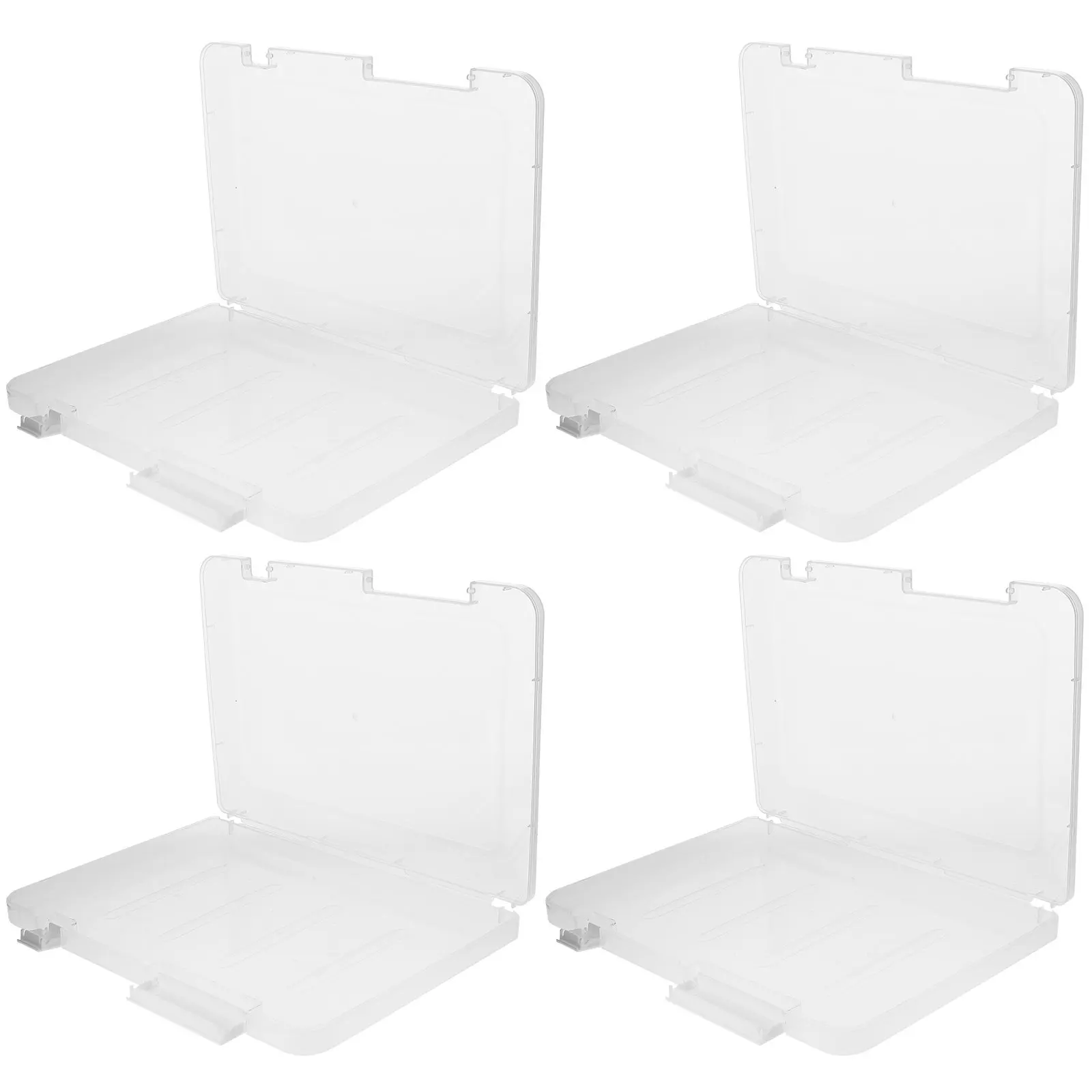 

4Pcs A4 File Box Plastic Document Storage Organizer Portable Project Case Large Capacity Transparent Office Scrapbook Paper