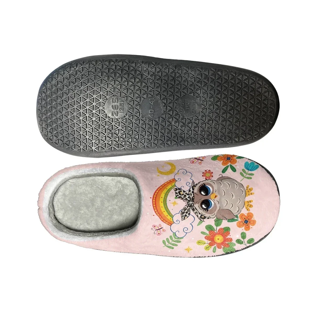 Cartoon Owl Pattern Cotton Slippers for Ladies Warm Home Bedroom Non-slip Slippers Cozy Casual Women Floor Shoes Print On Demand