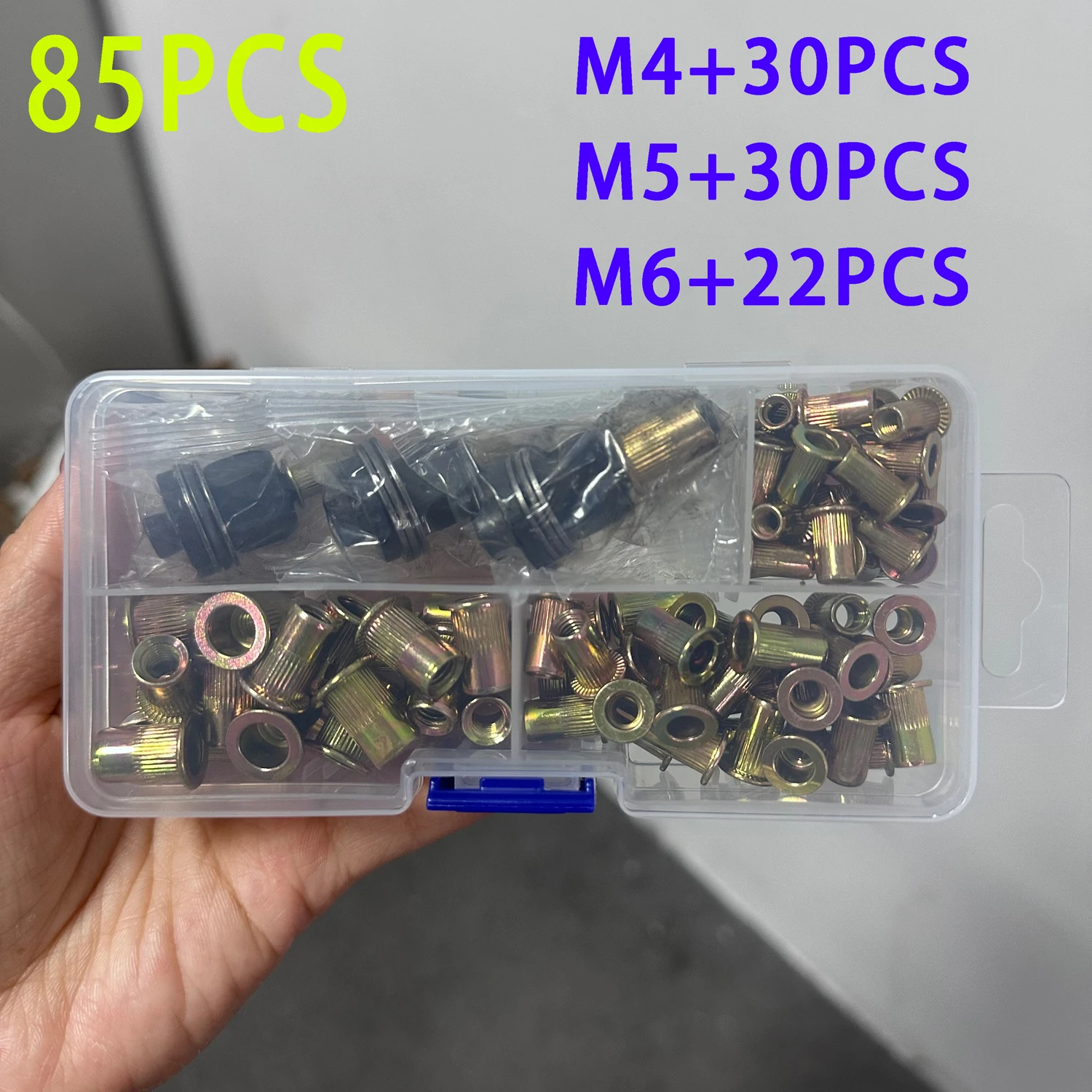 85-216-teiliges Manuelles Nietwerkzeug-Set, 7 Größen M3-M12 mit 82 Nietmuttern, Hochleistungs-Metallnietpistole für Automobil, Industrie & Schweißen