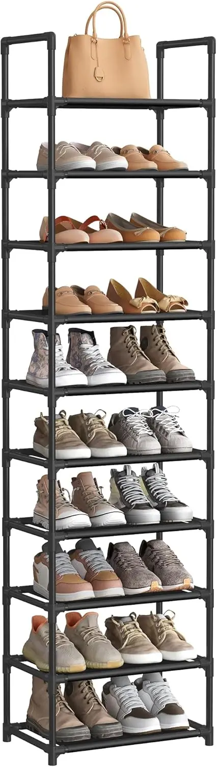 

Shoe Rack, 10-Tier Shoe Shelf, Shoe Storage Organizer, 11 x 17.7 x 68 Inches, Metal Frame, Non-Woven Fabric Shelves, fo