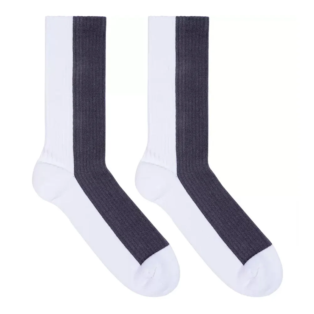 Men's White Gray Block Xinjiang Cotton Towel Bottom Sports Long Tall Towel Bottom Cotton Socks