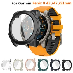 Tempered Glass + Case For Garmin Fenix 8 43mm/47mm/51mm Hard PC All-around Bumper Screen Protector For fenix 8 Protective Cover
