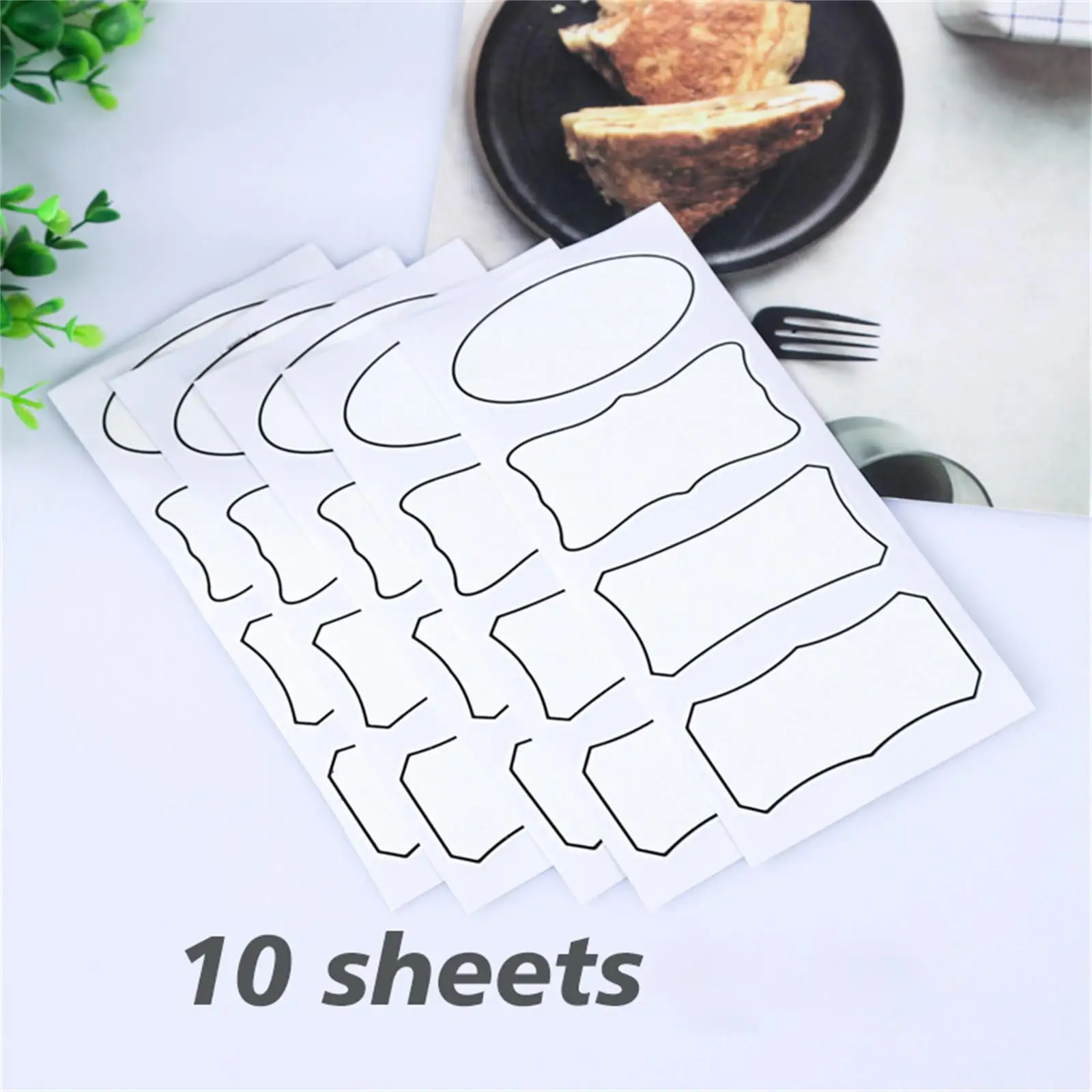 10 Sheets - 1.6*3.1in Four Different Irregular Shape Label Stickers, Writable Classification Stickers, Classification Stickers for Bottles, Cans, and Boxes, Waterproof and Oil-Proof, Easy to Remove, Irregular Blank Stickers, Kitchen Supplies Classification Stickers view 3