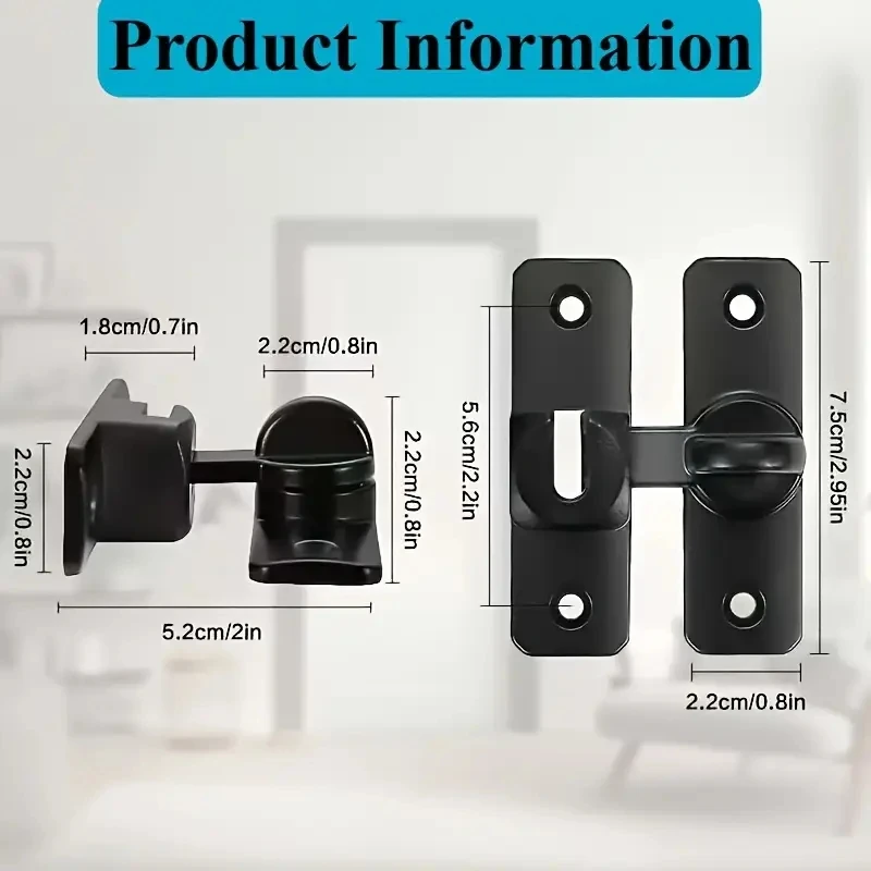 Sliding Door Lock, 90°/180° Flip, Left Right Installation,Manual Operation, Barn Doors Cabinets Drawers,Pre-Drilled Easy Install