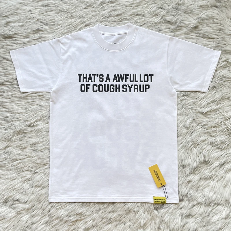 Casual Letter Print Short Sleeve T-Shirt Cotton Breathable Youth Popular Summer Leisure Cough Syrup T-Shirt for Men And Women
