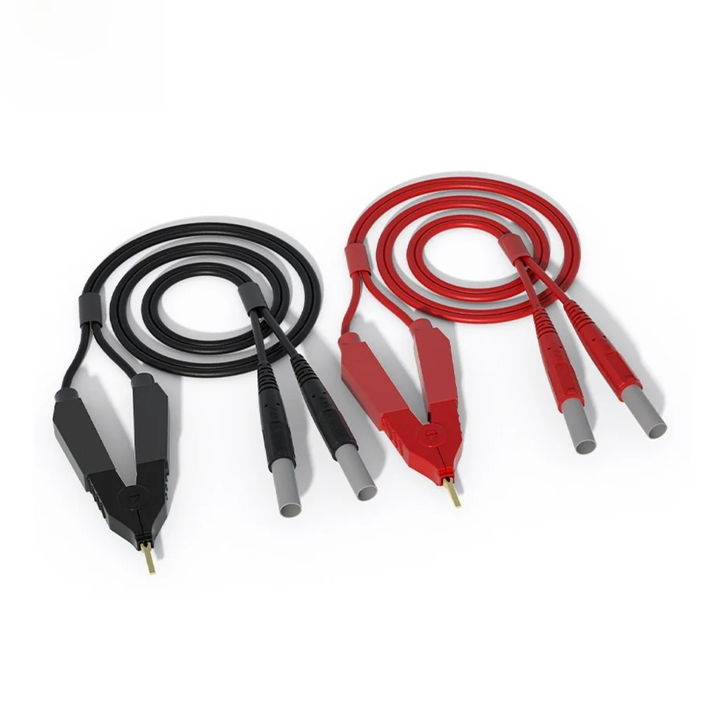 1.2m Kelvin Test Cable Set 2PC Nickel Plated 4mm Banana Connectors for Accurate Low Resistance Testing on For LCR Meters