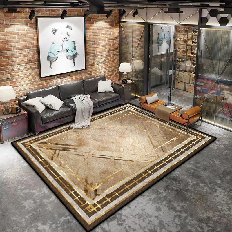 Home Decoration Luxury Frame Bedroom Carpet Non-slip Big Size Living Room Rug Lint-free Easy Clean Coffee Tables Mat Washable