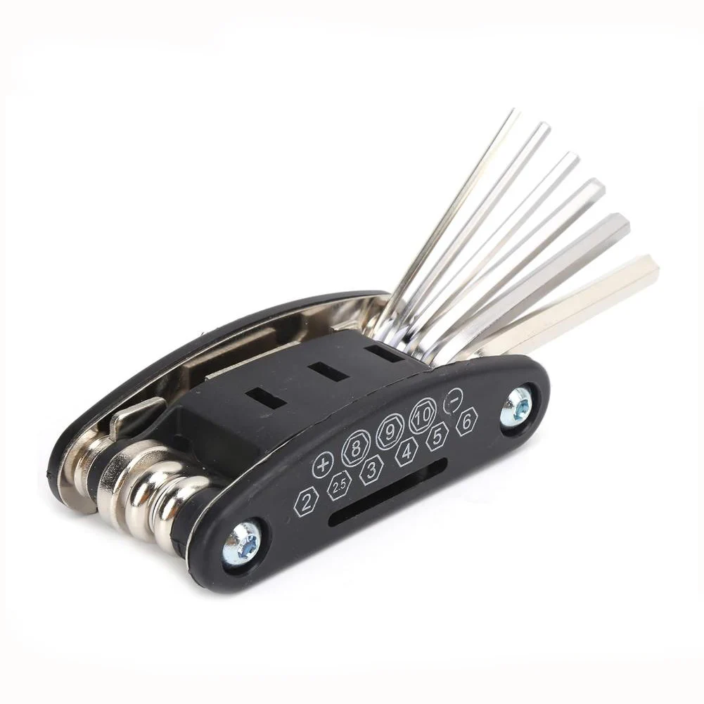 16 In 1 Screw Wrench Tool Set Foldable Multi Function Wrench Kit Hex Wrench 2-10mm Screwdriver Portable Bike Repair Tools