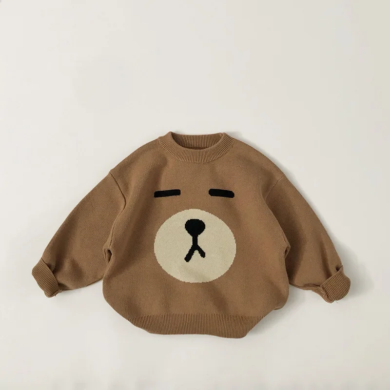 2024 Winter New Children Cartoon Sweater Infant Girl Long Sleeve Knit Sweater Baby Boys Loose Pullover Kids Warm Clothes