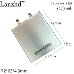 1-12Pcs Li Polymer 4.35V 3420mah Rechargeable Battery 436372 Li-ion Polymer 3.7V Li Batteries For Solar Lamp Power Bank Radio