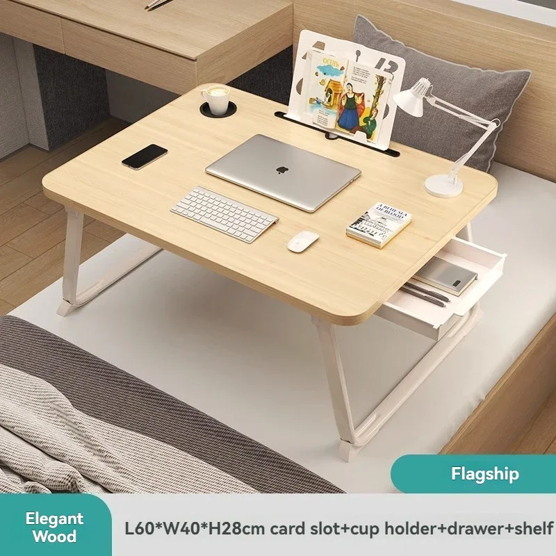 Foldable Small Table Dormitory Study Desk Student Computer Desk Cup Holder Drawer Bookshelf Computer Table Office Furniture