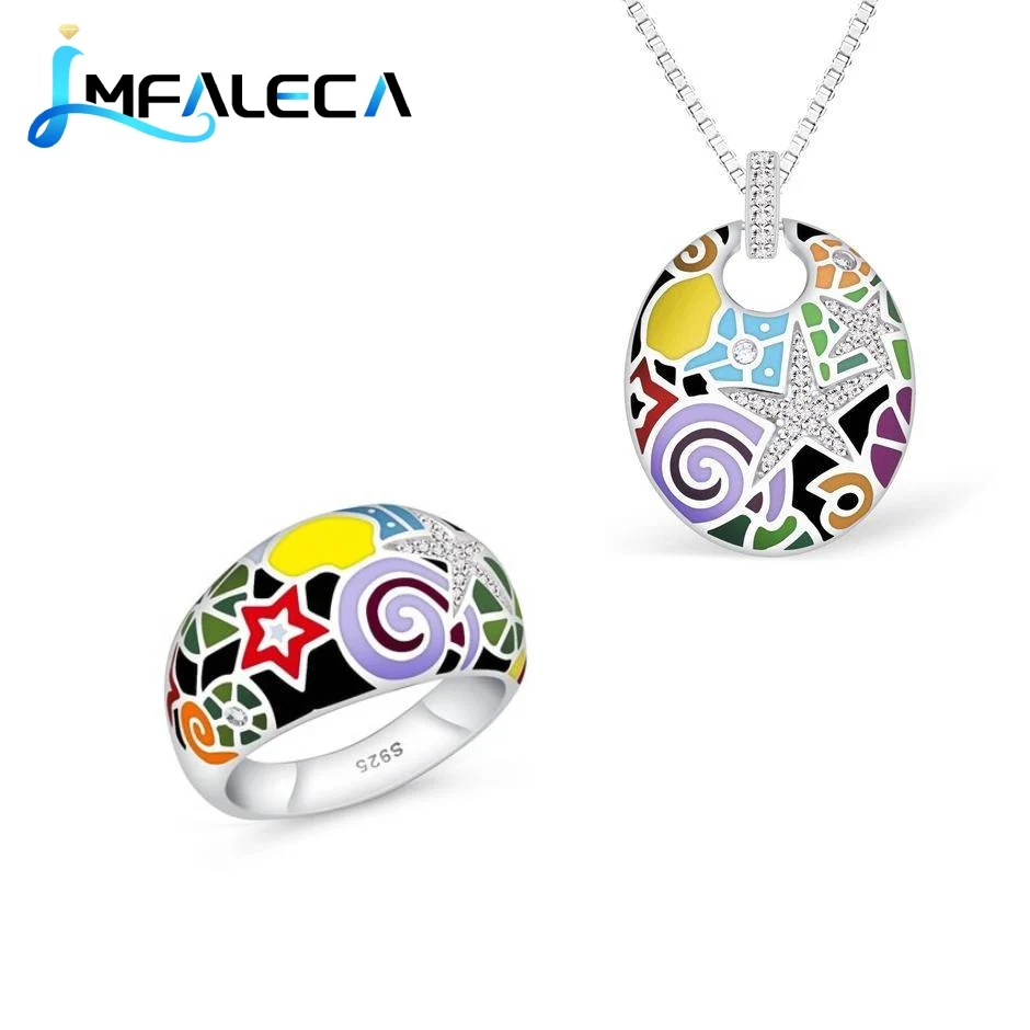 

Earrings 925 Sterling Silver Jewelry Set for Women Multicolor Enamel Ring with Stone Necklace Box Chain Fine Jewelry