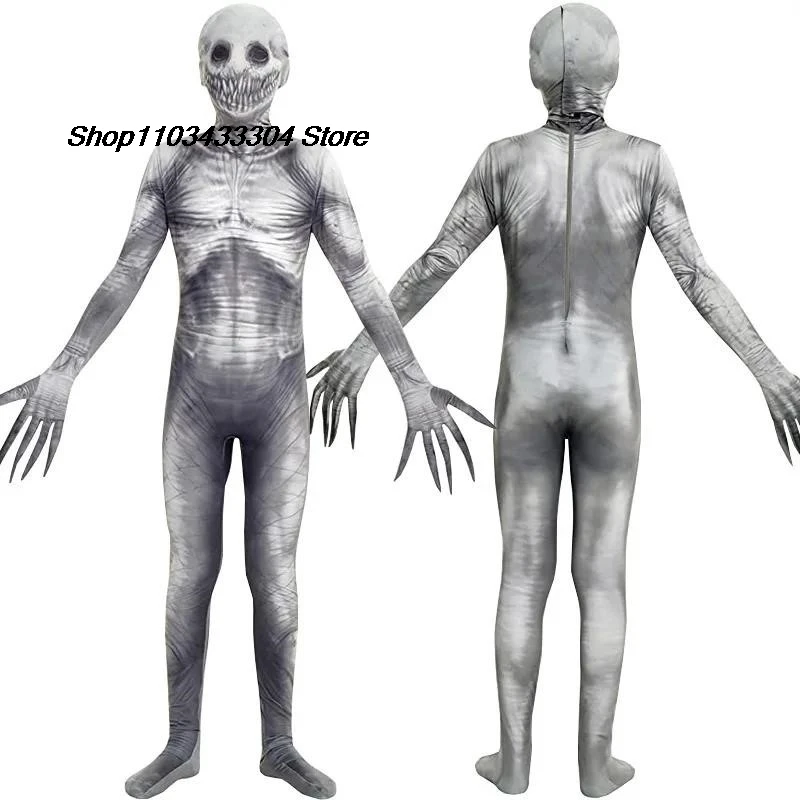 Scary Jumpsuit Costume Adult Men WomenThe Rake Costume Zalgo Slenderman Bodysuit 3D Scary Halloween Costume For Kids Boys Girls