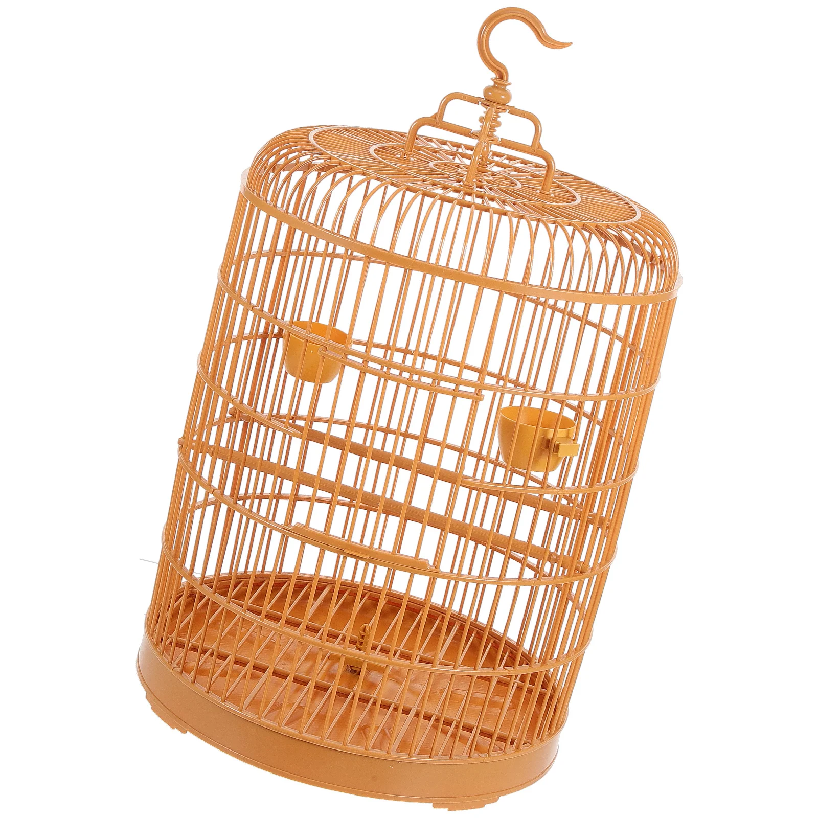 

Plastic Pet Bird Cage Round Display Cockatiel 30 Domes Deck Yellow Travel Hanging Cage for Small Animals Stylish Bird House