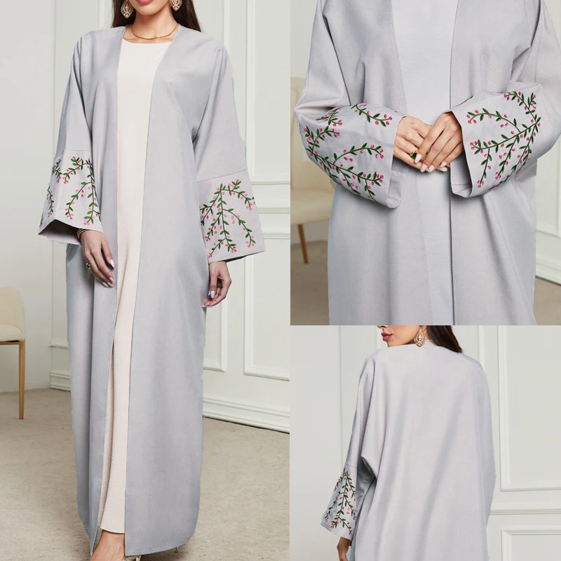 Robe Femme Ramadan Eid Embroidery Muslim Kimono Abaya Damen Dubai Turkey Islam Abayas For Women Modest Dress Musulmane Kaftan