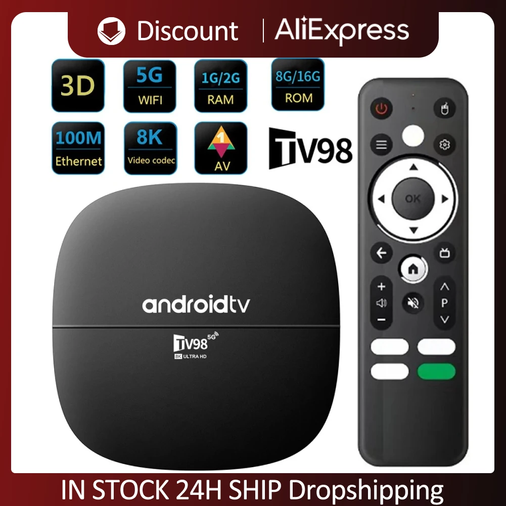 TV98 ATV Android 13.0 Media Player Dual WIFI BT4.0 4K HD Set Top Box Allwinner H313 Quad Core 2.4G /5G TV Box Android TV Box