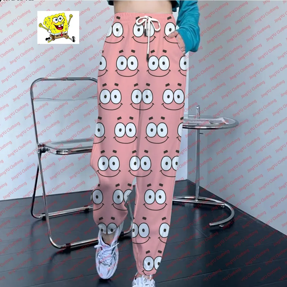 Autumn new cute Spongebob cartoon printed trousers for women casual jogging street style loose unisex sweatpants ins style