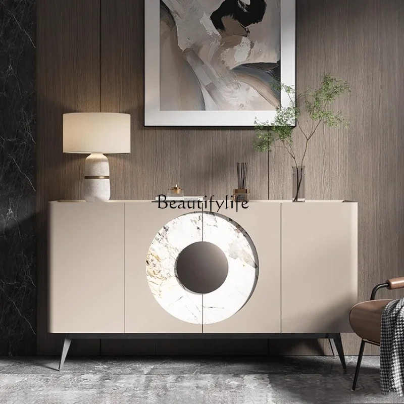

ls 42Light luxury solid wood rock slab household door entry shoe cabinet modern simple living room entrance cabinet