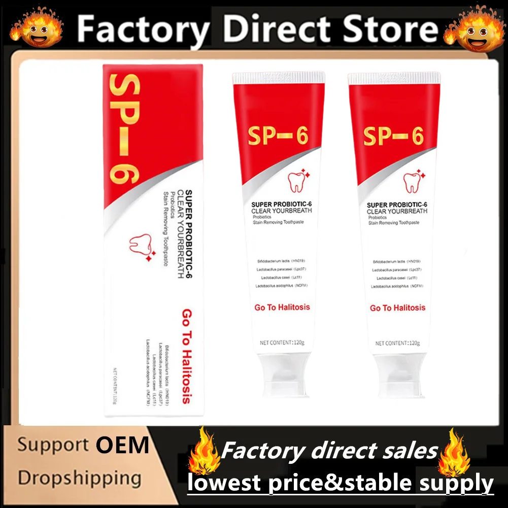 

2Pcs SP-6 Probiotic Whitening Stain Removal Toothpaste Freshens Breath Improves Yellow Teeth Probiotic Toothpaste Fresh Care