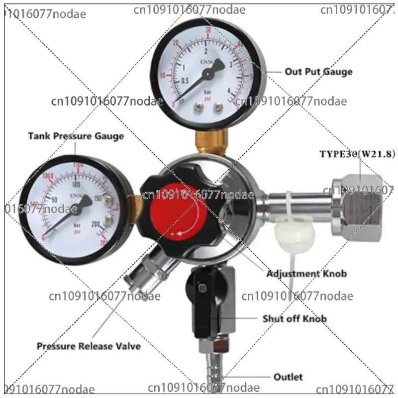 

320,W21.8,G5/8'' CO2 Regulator Dual Gauge Beer Barrel Pressure Reducing Valve