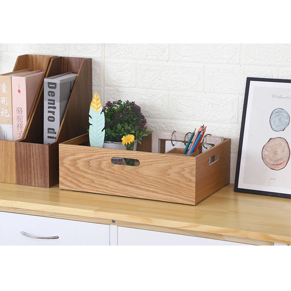 Wood Sturdy And Durable Storage Basket Box For Wide Application Wooden Desktop Storage Basket