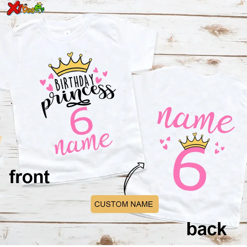 

Girls Princess Crown Shirt Birthday T-shirt Girl Party Shirt Girl Shirt Custom Name T Shirt Toddler Princess Crown Kids TShirts