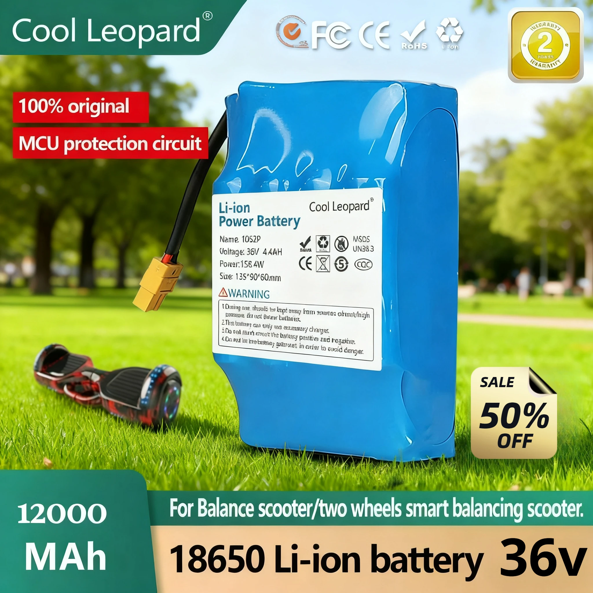 

Balancing Scooter 36V 7.0Ah 12.0Ah 10s2p Battery Packs Rechargeable Lithium Ion Battery for Electric Self Hover Board Unicycle