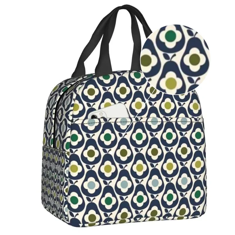 Custom Kiely Orla Stem Bird Insulated Lunch Bags Women Flowers Geometric Resuable Thermal Cooler Bento Box Work School Travel