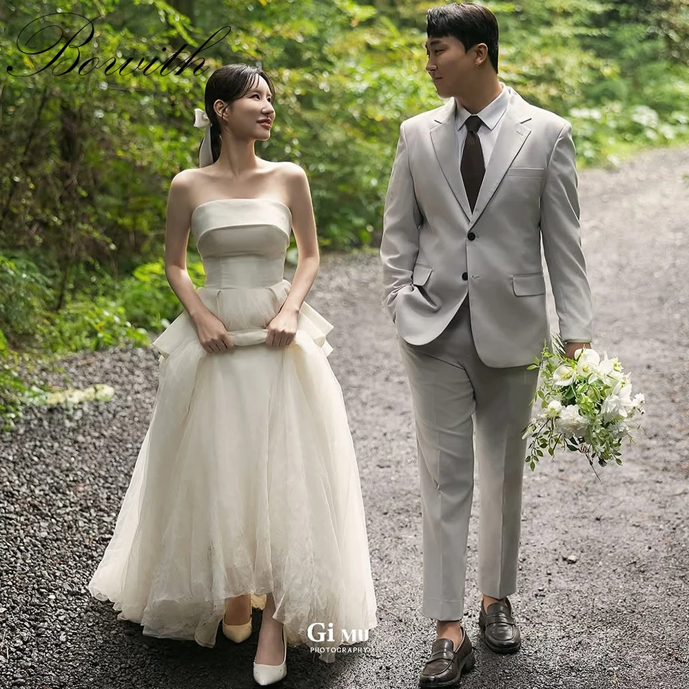 

Bowith ウエディングドレス for Bride Photo Shoot Strapless Patchwork A-Line Wedding Gown Customized Korean Wedding Dresses Outdoor